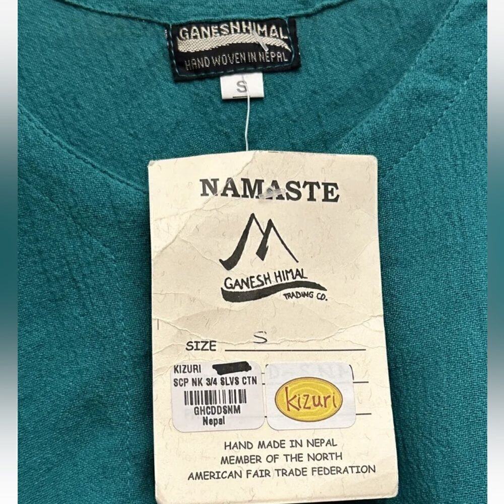 GANESH HIMAL Namaste Dress Womens Small Kazuri Nepal 3/4 Sleeves Cotton Midi NWT - Picture 4 of 11